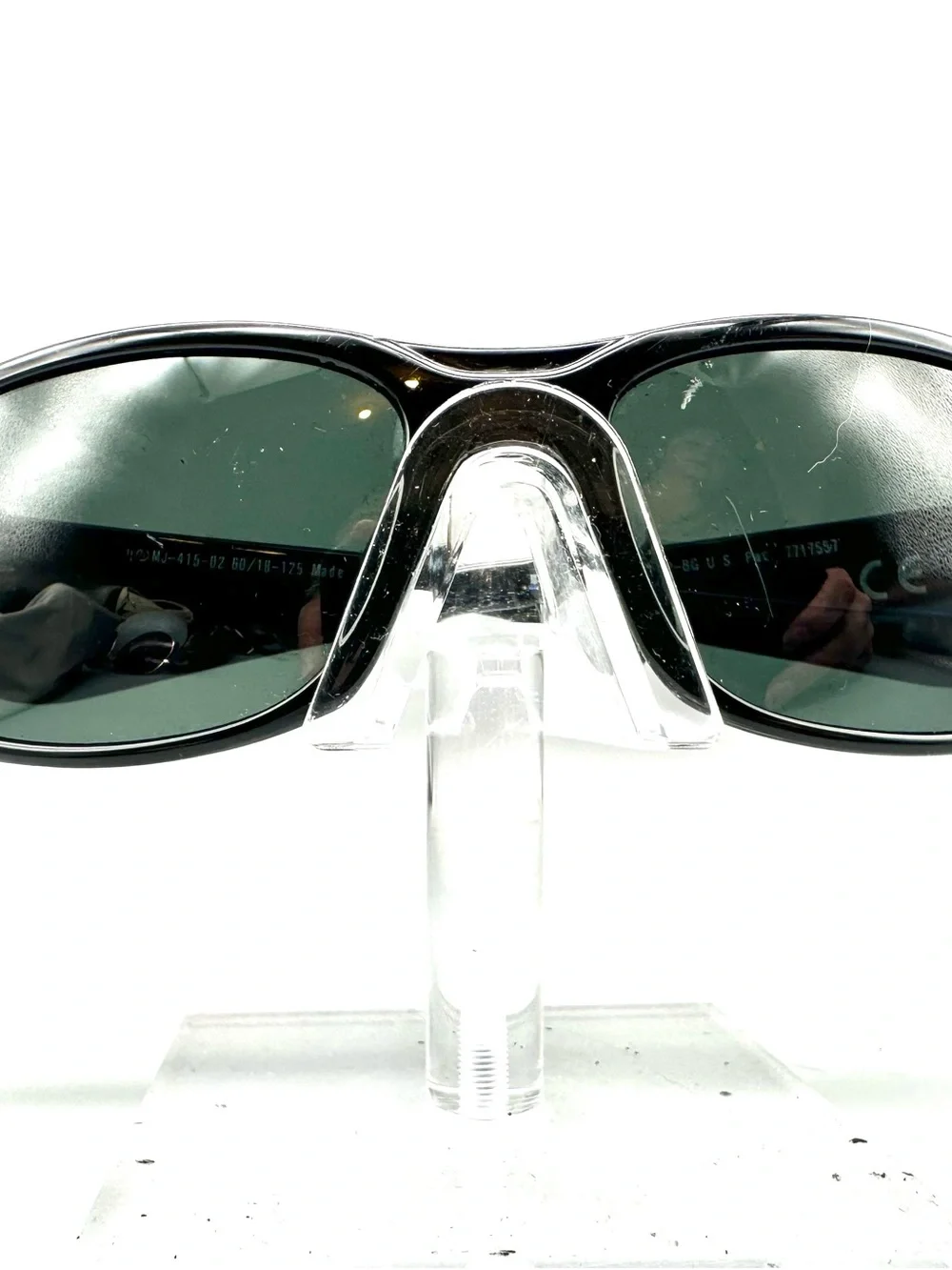 Maui Jim Bamboo Forest MJ-415-02 Black Polarized Wrap Sunglasses Japan FLAW